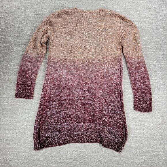 Entro Vilma Ombre Longline Open Cardigan Sweater Medium NWT Wine Blush Knit - Picture 15 of 16
